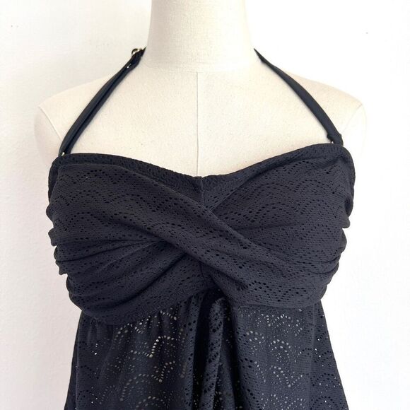 Isabel Maternity Lacey Tankini Swimsuit Top Size D/DD Medium Black Cute Back Det - Picture 2 of 13